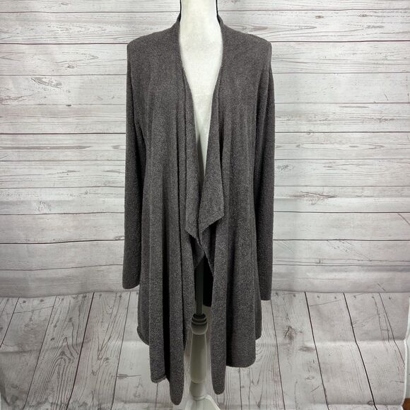 Barefoot Dreams CozyChic Lite Calypso Wrap Size S / M Brown Taupe Drape Front - Picture 1 of 9